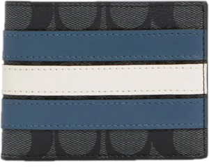 Vi Coach Slim Billfold Wallet In Signature Canvas 'Denim' 3004-QBOH0