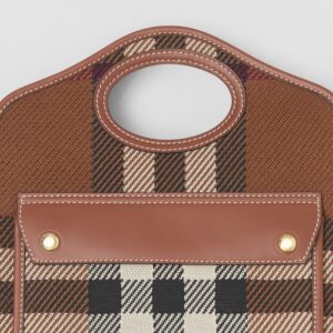 Alternative view of Túi Burberry Mini Knitted Check Leather Pocket Bag 'Dark Birch Brown'