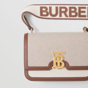 Alternative view of Túi Burberry Small Cotton Canvas and Leather TB Bag 'Soft Fawn Ecru' p80424191
