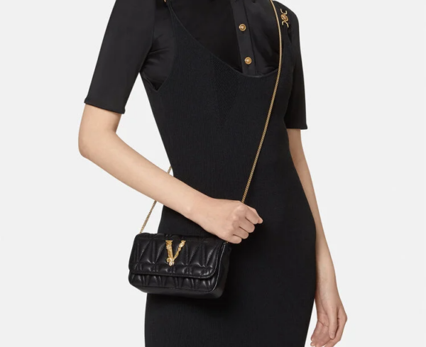 Túi Versace Virtus Quilted Nappa Leather Evening Black DBFI002-D2NTRT-DNMOV - Hình ảnh 3