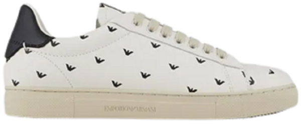 Giày Armani Soft Leather With All Over 3D Eagle 'White'