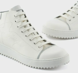 Alternative view of Giày Armani Signature Logo Leather Mid-top 'White' X4Z101XN1631M801