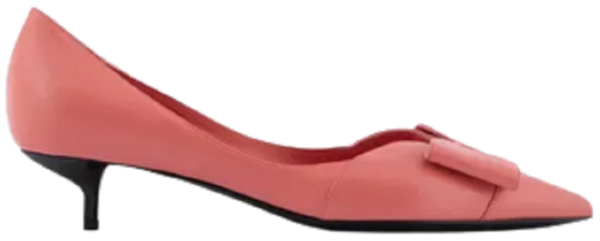 Giày Armani Nappa Leather Kitten Heeled Court With Bow 'Pink'