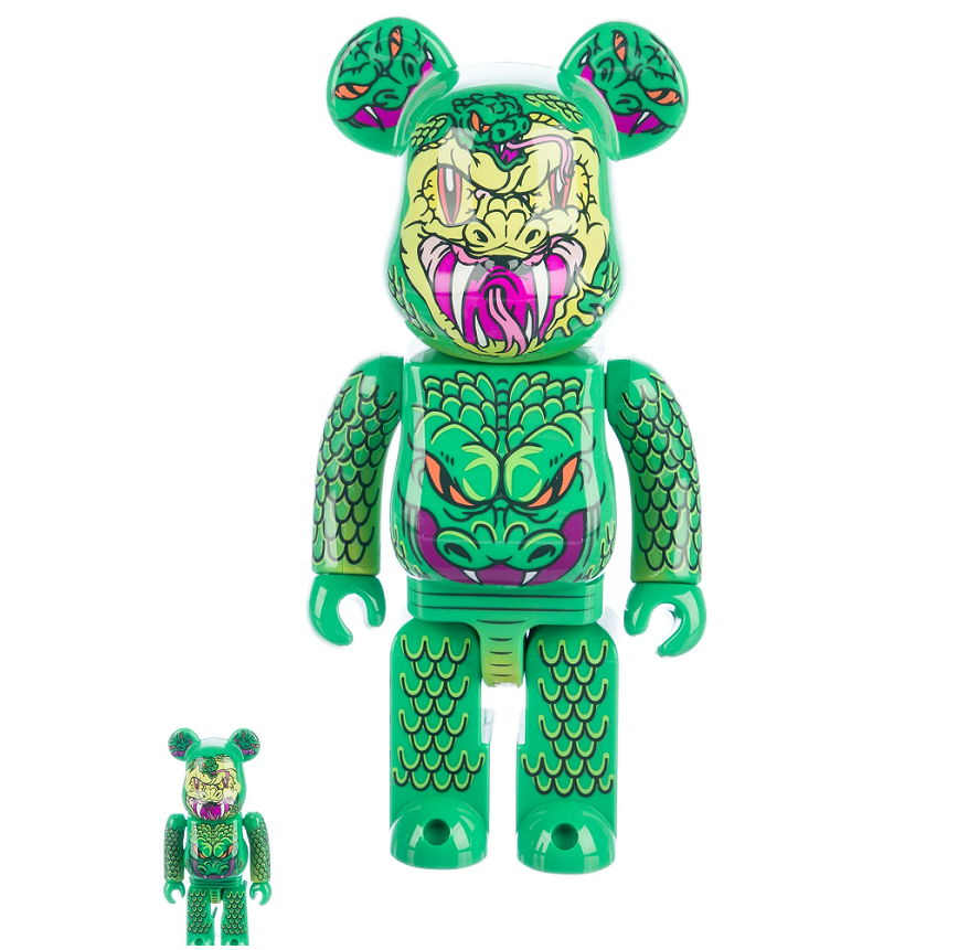 Mô Hình Bearbrick Madballs Snake Mishka 100% & 400% Green