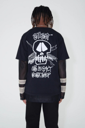 Ao Stussy x Our Legacy Work Shop Surf Skull Pigment Dyed Tee 'Black'