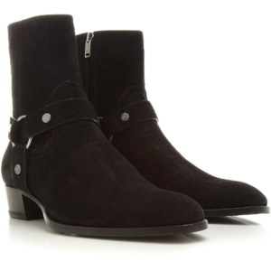 Alternative view of Giày Saint Laurent Wyatt Crocodile Embossed Suede Harness Boot 6035151Y2001000