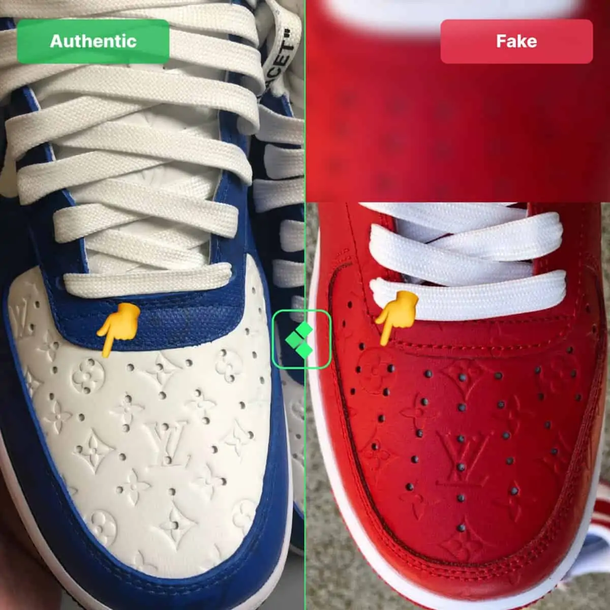 Real vs Fake Louis Vuitton x Nike Air Force 1 White OFF WHITE Comparison  Review  YouTube