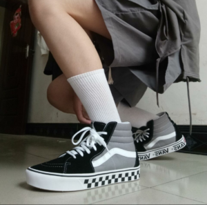 Giay Vans Sk8-Hi ComfyCush 'Tape Mix Black Frost Gray' VN0A3WMBWI6