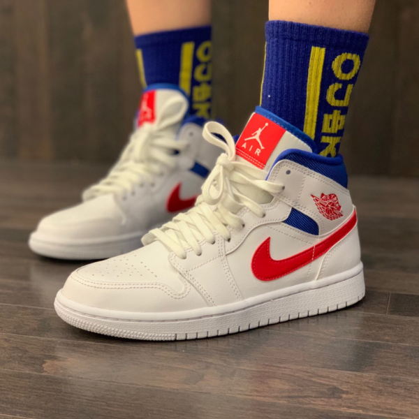 Giày Nike Air Jordan 1 Mid 'White Red Royal' BQ6472-164 - Hình ảnh 3