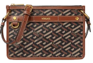 Túi Versace La Greca Signature Small Pouch Black Caramel 1001861-1A01444-5B17V