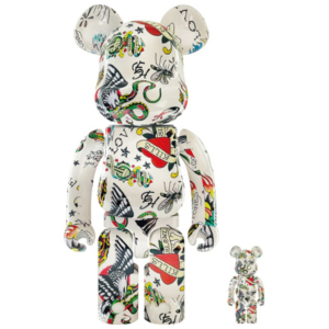 Mô Hình Bearbrick Ed Hardy White