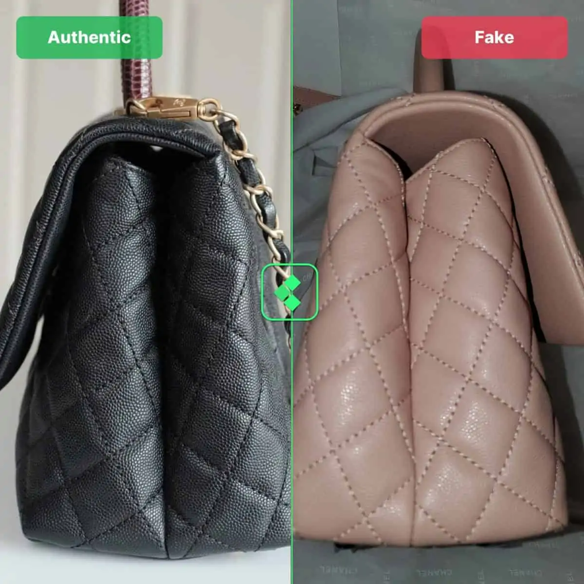 CHANEL FAKE VS REAL  CHANEL AUTHENTICATION  COMPARING A CHANEL 19  AUTHENTIC TO A FAKE  DH GATE  YouTube