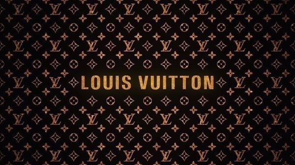 Louis Vuitton Red Spandex with Gold Logo Design  designerfabricscenter