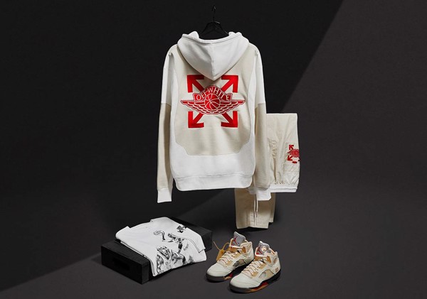 Hinh anh 1: Hinh anh day du cua bo suu tap Off-White x Air Jordan 5 "Sail"