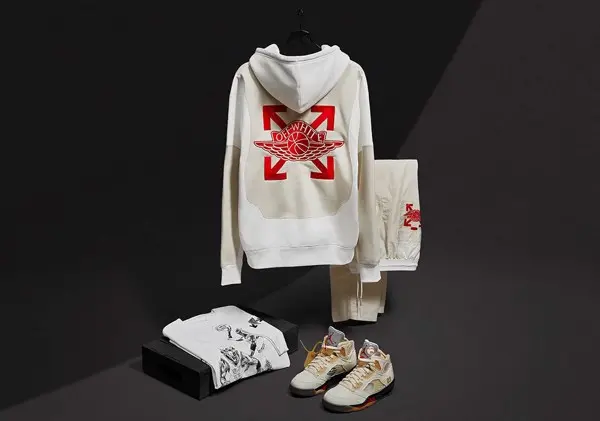 Hinh anh day du cua bo suu tap Off-White x Air Jordan 5 "Sail"