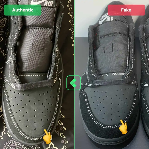 Hinh anh 5: Legit check: Huong dan phan biet mau giay Travis Scott Air Jordan 1 Low Black Phantom that hay gia