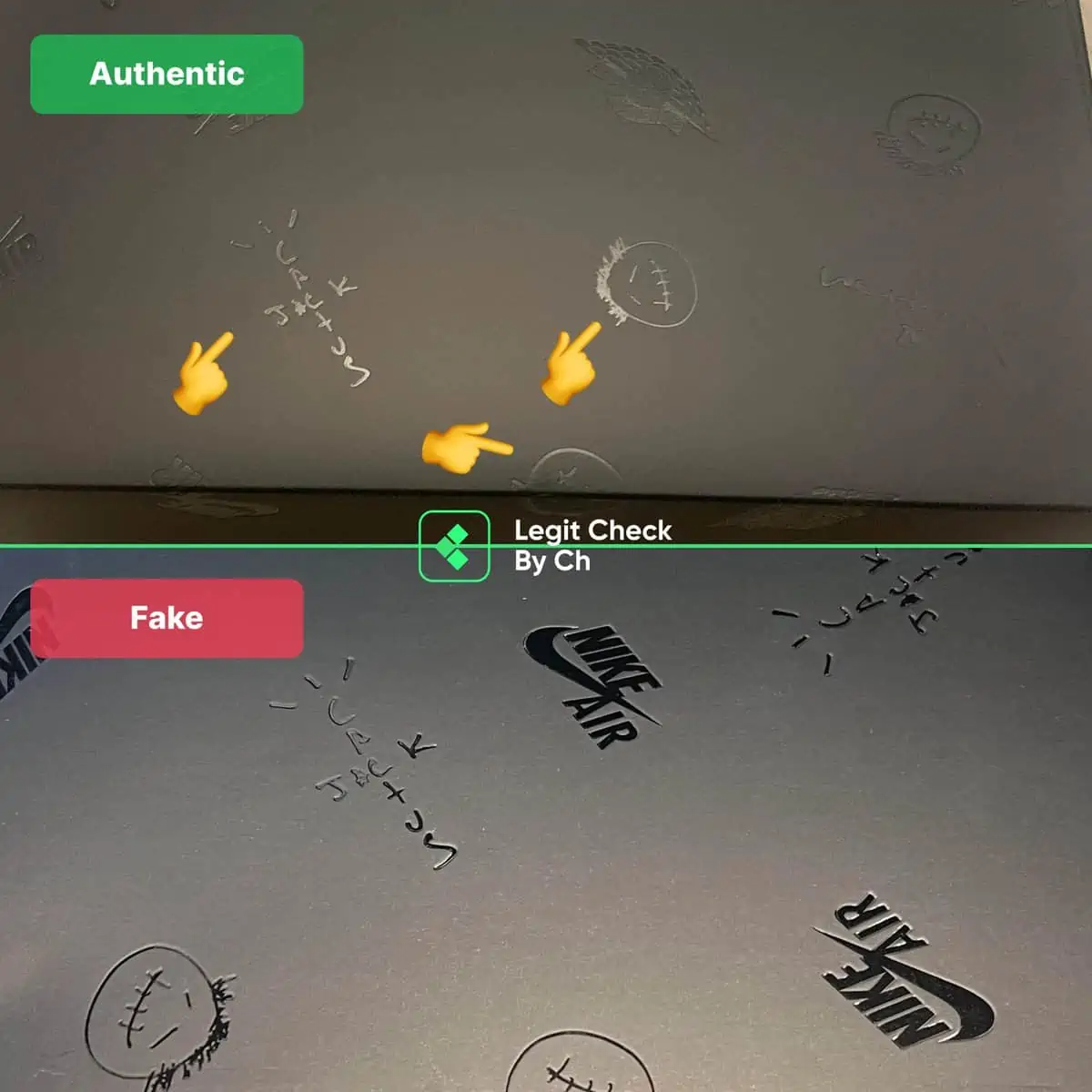 Hinh anh 9: Legit check: Huong dan phan biet mau giay Travis Scott Air Jordan 1 Low Black Phantom that hay gia