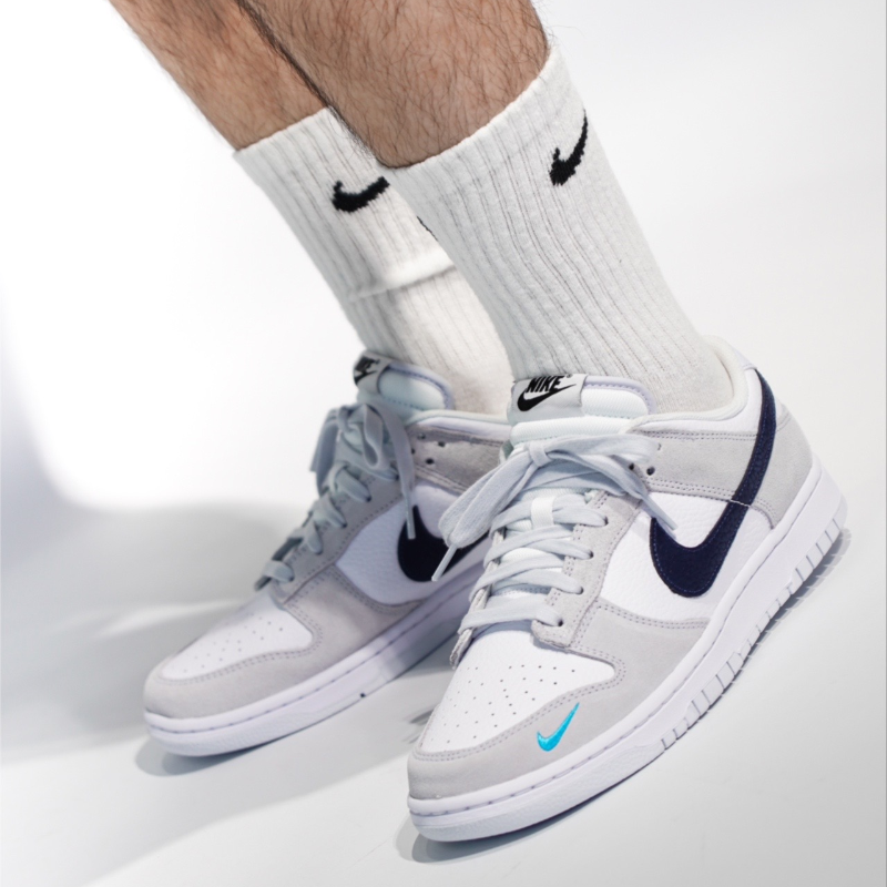 Nike Dunk Low Grey/Navy Mini Swoosh FJ4227-001