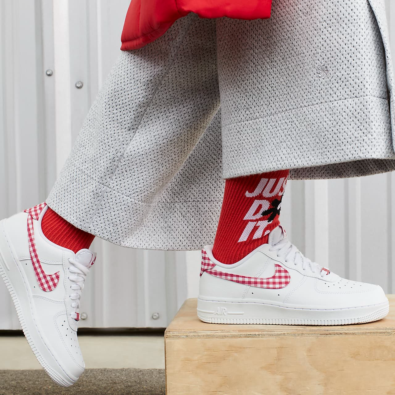 Air Force 1 Low Gingham DZ2784-101 White Red - SoleSnk