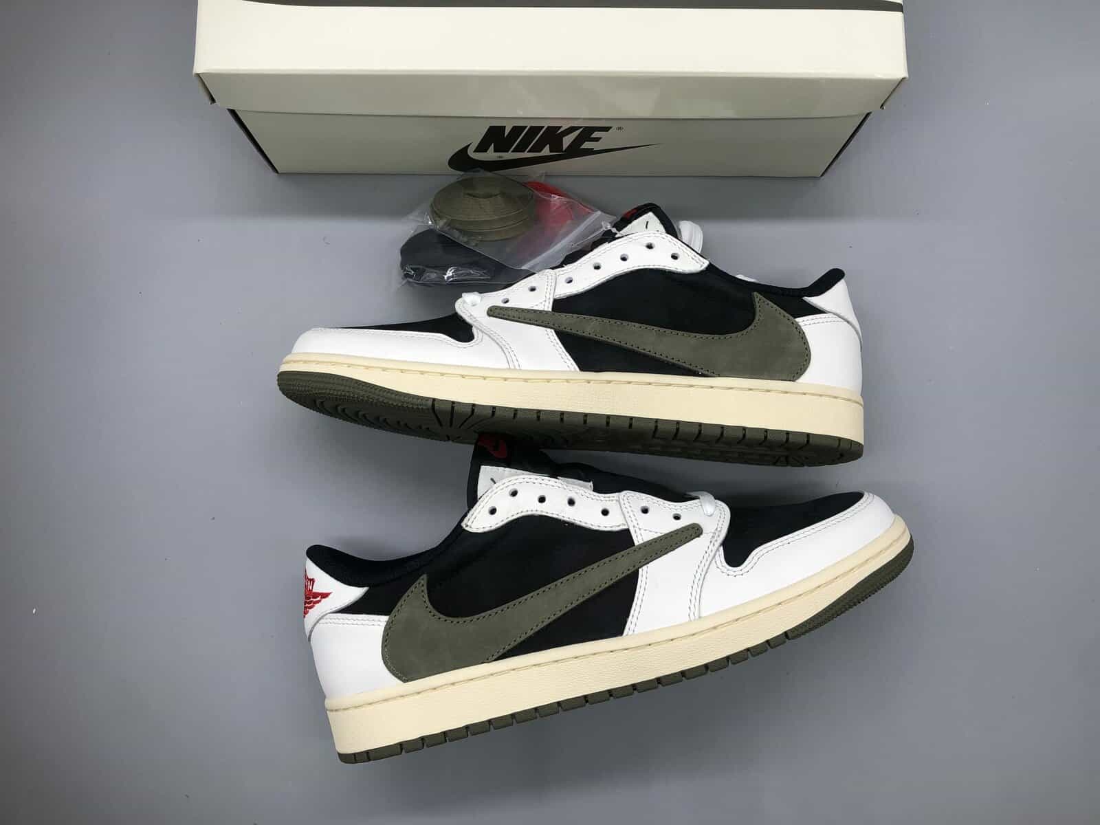 Hinh anh 1: Nhung meo de xac dinh Travis Scott Air Jordan 1 Low "Olive" chinh hang