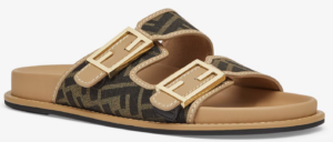 Dep Fendi Feel FF Fabric Slides 'Brown' 8X8326AEGVF1HHG