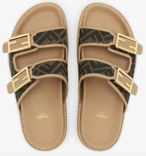 Dep Fendi Feel FF Fabric Slides 'Brown' 8X8326AEGVF1HHG