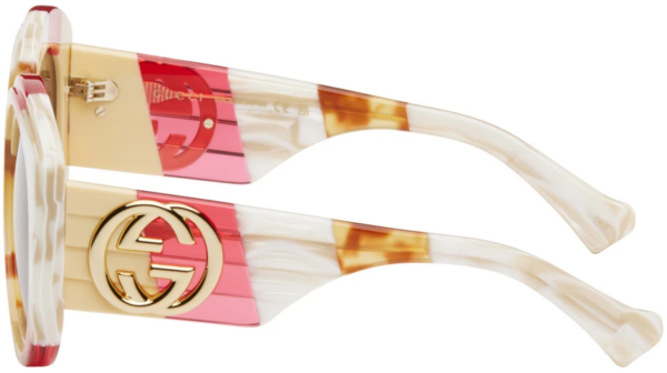 Kính Gucci Oversized Round 'Beige Red' GG1308S-003 - Hình ảnh 4