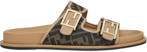 Dép Fendi Feel FF Fabric Slides 'Brown' 8X8326AEGVF1HHG