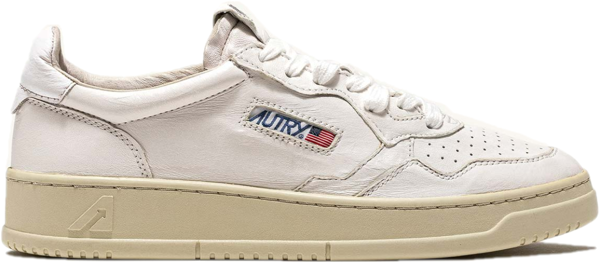 Giay Autry Medalist Low Goatskin 'White' AULW-GG04