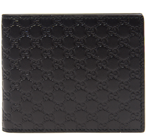 GUCCI Microguccissima Leather Wallet, Black 260987