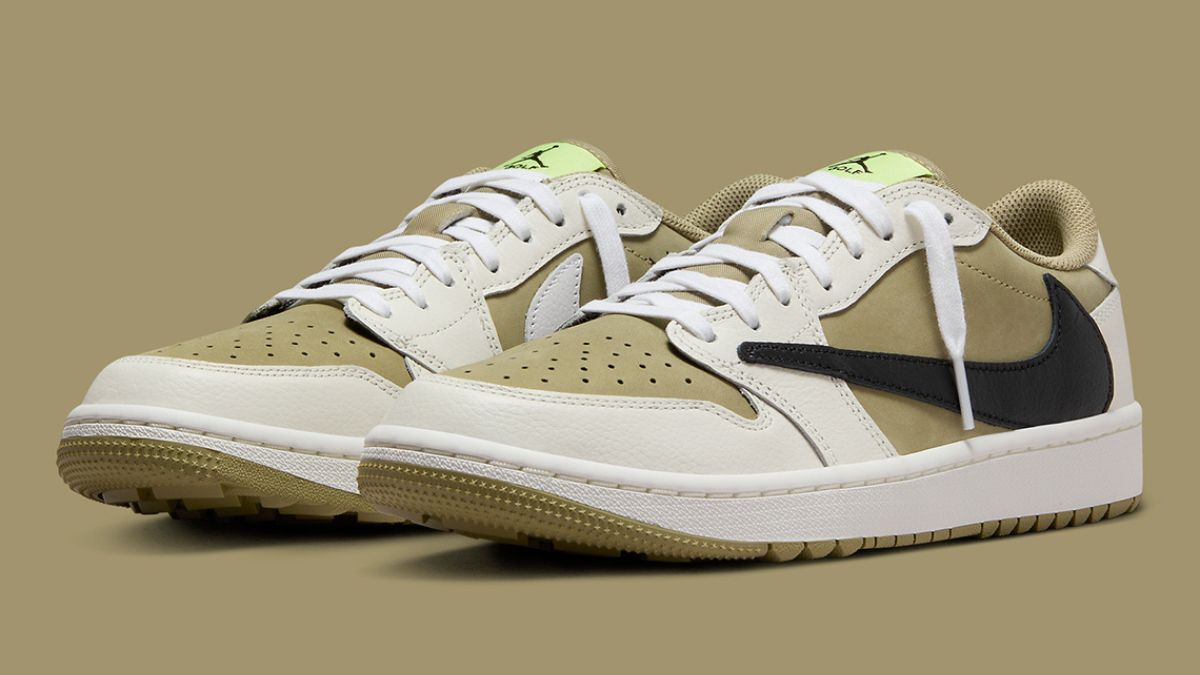 Travis Scott x Air Jordan 1 Low Golf Neutral Olive - khi hip hop va the thao ket hop