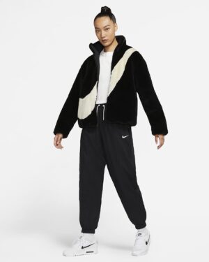 Ao Nike Faux Fur Swoosh Logo Jacket 'Black' CU6558-010