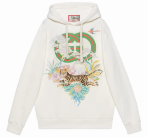 Ao Gucci Tiger Interlocking G Hooded Sweatshirt 'Off-white' 615061-XJD4F-9095