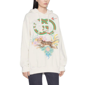 Ao Gucci Tiger Interlocking G Hooded Sweatshirt 'Off-white' 615061-XJD4F-9095