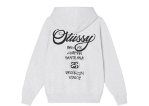 Ao Stussy World Tour Hoodie 'Ash Heather'
