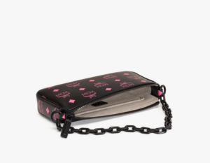Tui MCM Mini Zip Pouch in Color Splash Logo Leather Pink 'Black Pink' MWSDSTA04QH001