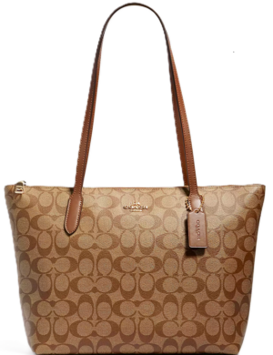 Tui Coach Zip Top Tote Signature Canvas 'Khaki' 4455-IME74
