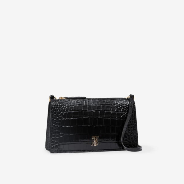 Túi Burberry Embossed Leather Mini TB Pouch 'Black' 80606481 - Hình ảnh 3