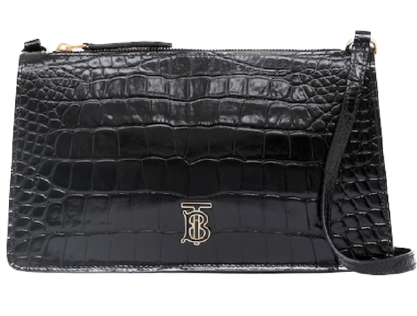 Túi Burberry Embossed Leather Mini TB Pouch 'Black' 80606481