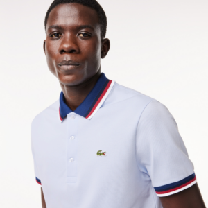 Ao Lacoste Regular Fit Contrast Collar Polo 'White Blue' PH3461-51-J2G