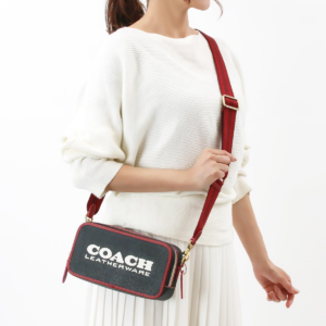 Tui Coach Kia Camera Pebbled Leather 'Black Red' CE735-B4M2