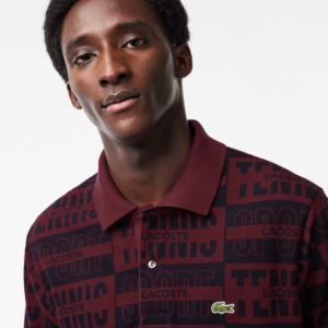Ao Lacoste Two Tone Badge Print Polo 'Bordeaux' PH2057-51-YUP