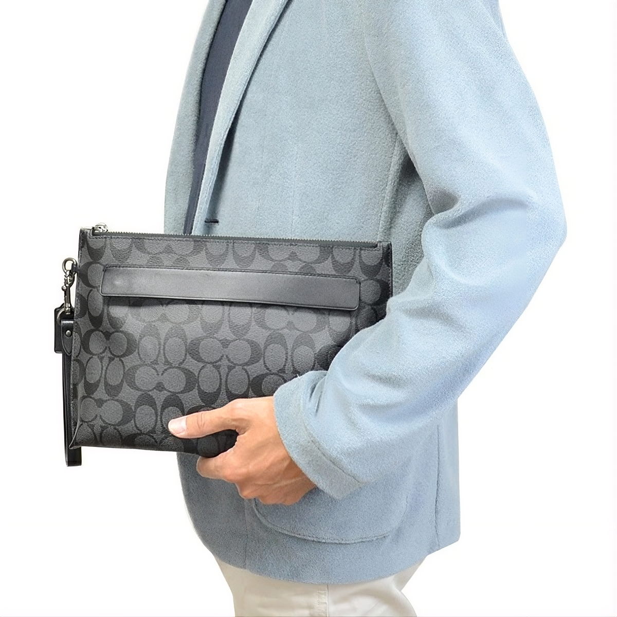 Alternative view of Túi Coach Carryall Pouch In Signature Canvas 'Charcoal' F29508-CQBK