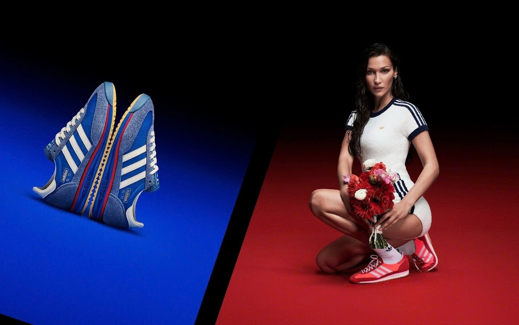 Bella Hadid va doi giay chay bo co dien cua adidas
