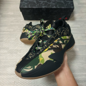 Giay Adidas Dame 9 x BAPE 'Black Green' JH6358