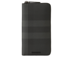 Vi Burberry Check Zip Wallet 'Charcoal' 80702541