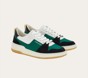 Giay Salvatore Ferragamo Suede Patch Skate 'Black Green' 022376-769706