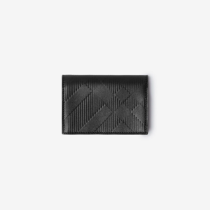 Vi Burberry Embossed Check Bifold Card Case 'Black' 80797721