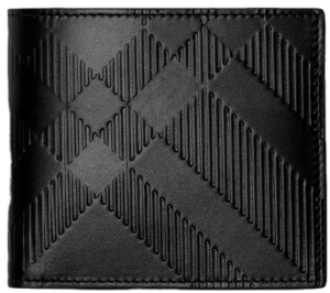 Vi Burberry Embossed Check Bifold Coin Wallet 'Black' 80783551
