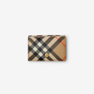 Vi Burberry Check Compact Wallet 'Sand' 80952911